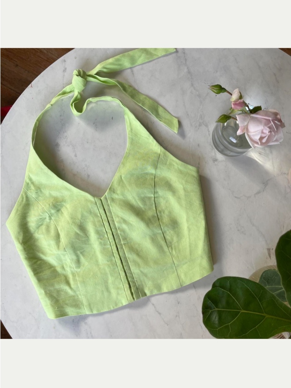House of Harlow 1960 Chartreuse Halter Crop Top